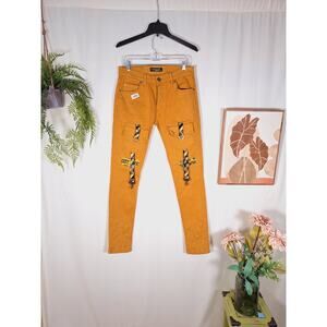 The Charj Women's Cotton Yellow Denim Pants Size 10/11